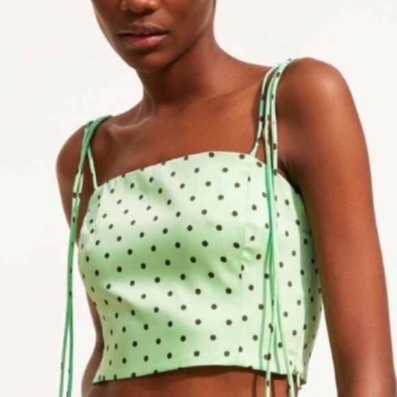 Zara Tops - ZARA Satin Polka Dot Crop Top